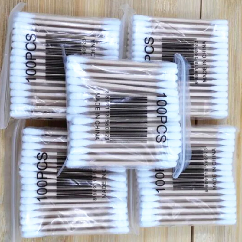 100pcs/bag Disposable Baby Cotton Swabs Makeup Cosmetic Tips for Girls Stick Rod Cotton Bud Cotton Applicator Bar