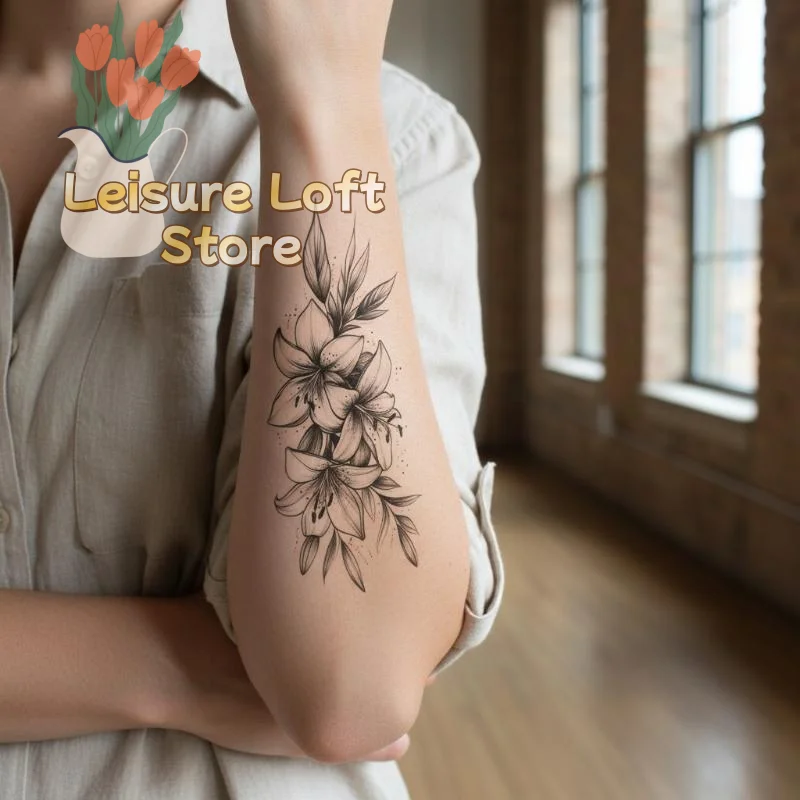 1 Sheet Flower Temporary Tattoo,Lasts To 15 Days Waterproof Semi Permanent Sticker,For Women's Holiday Parties