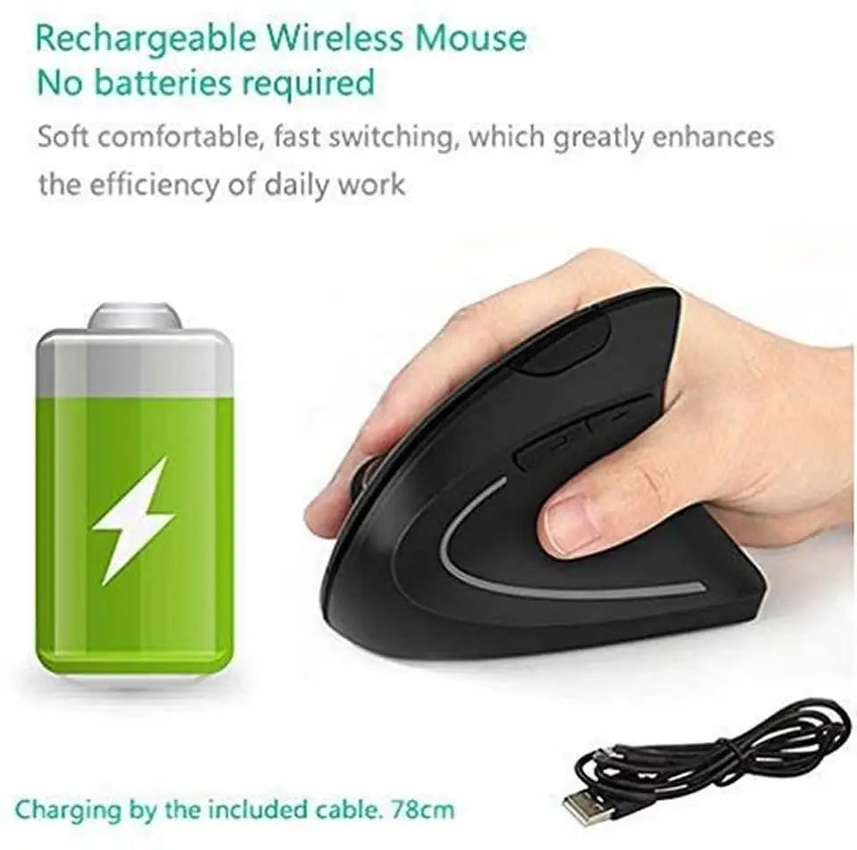 HKZA Bluetooth Vertical Ergonomic Gaming Mouse Wireless Rechargeable Gamer Mause Kit Optical 2.4G Mouse Computer Laptop Desktop