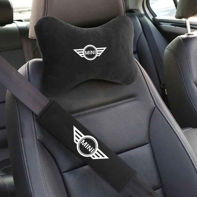 

Sticker Headrest Neck Pillow Seat Belt Shoulder Pad Fit For BMW Mini Cooper One S Countryman R50 R53 R56R60F55F56F57 Clubman JCW