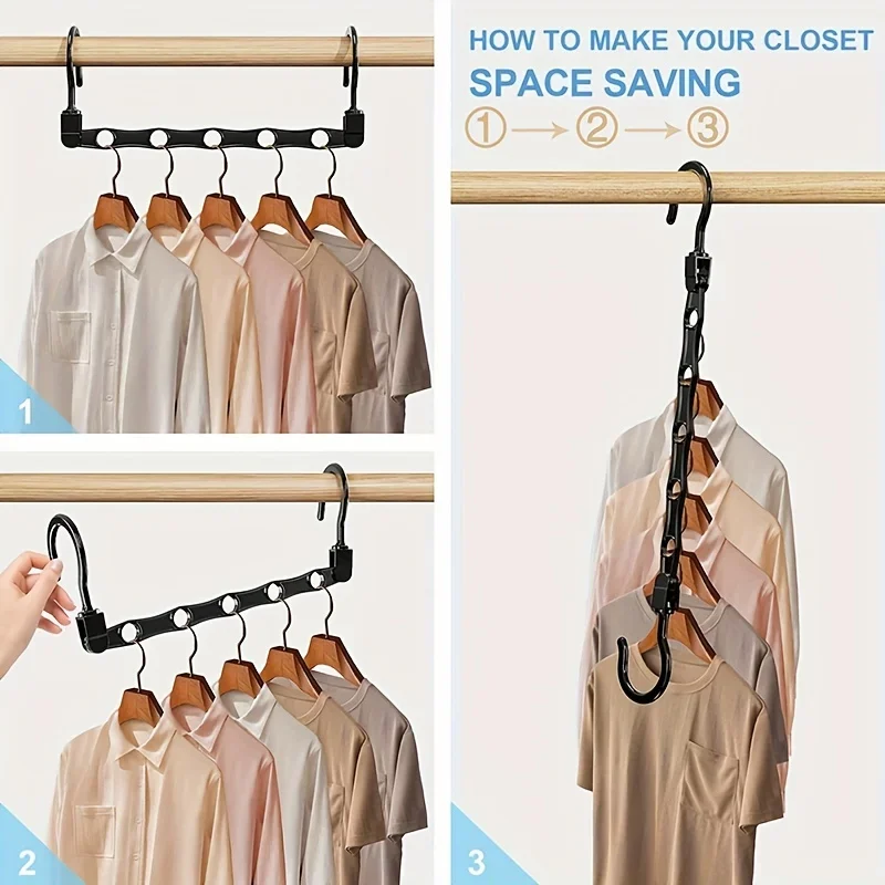 5 pcs Sturdy Magic Hanger Multi-Function Folding Organizer Rack | Home Storage / Wardrobe Organization
