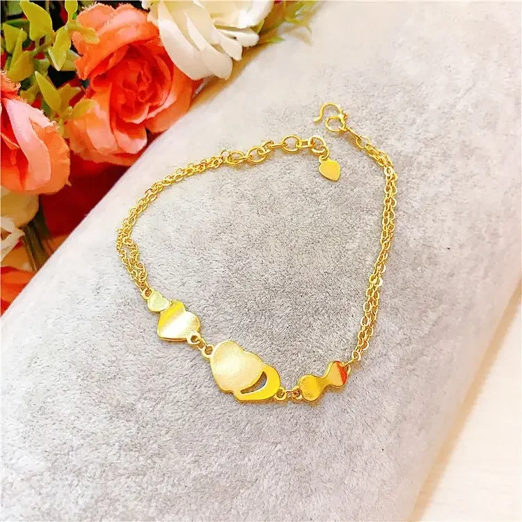 100% Real Copper 24K Gold Plated 18K Fine Bracelet Women's Simple and Beautiful Female Currency Love Swan Valentine's Day Gift