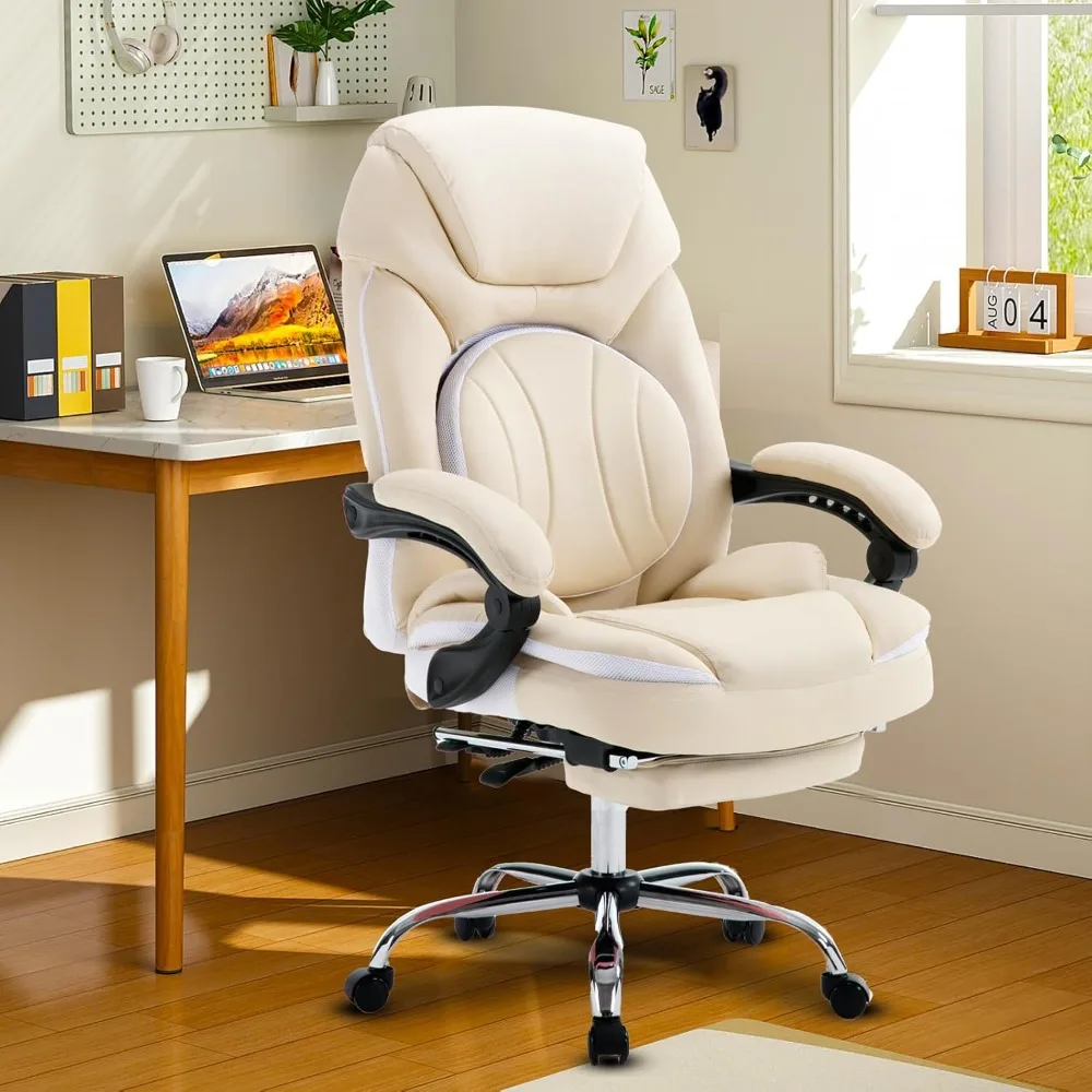 

400lbs Fully Reclining Office Chair with Footrest for Heavy People Big Tall Comfortable Wide Recliner Home Office Desk Chair wit