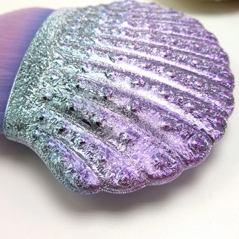 1pc Creative Shell Shape Foundation Brush Plastic Handle Lightweight Easy To Hold Natural Color Uniform Application