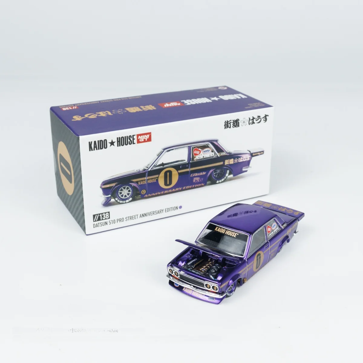 Kaido HouseGT Datsun 510 Pro Street, Modelo de Auto de Aleación Color Morado, 138, Vehículo Coleccionable en Miniatura, Escal...