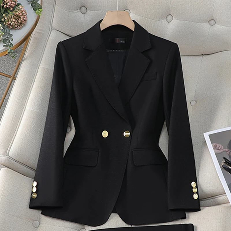 ZJYT Elegant Business Office Blazers for Women Spring Long Sleeve Plus Size Jacket Pants 2 Piece Sets Office Lady Veste Femme