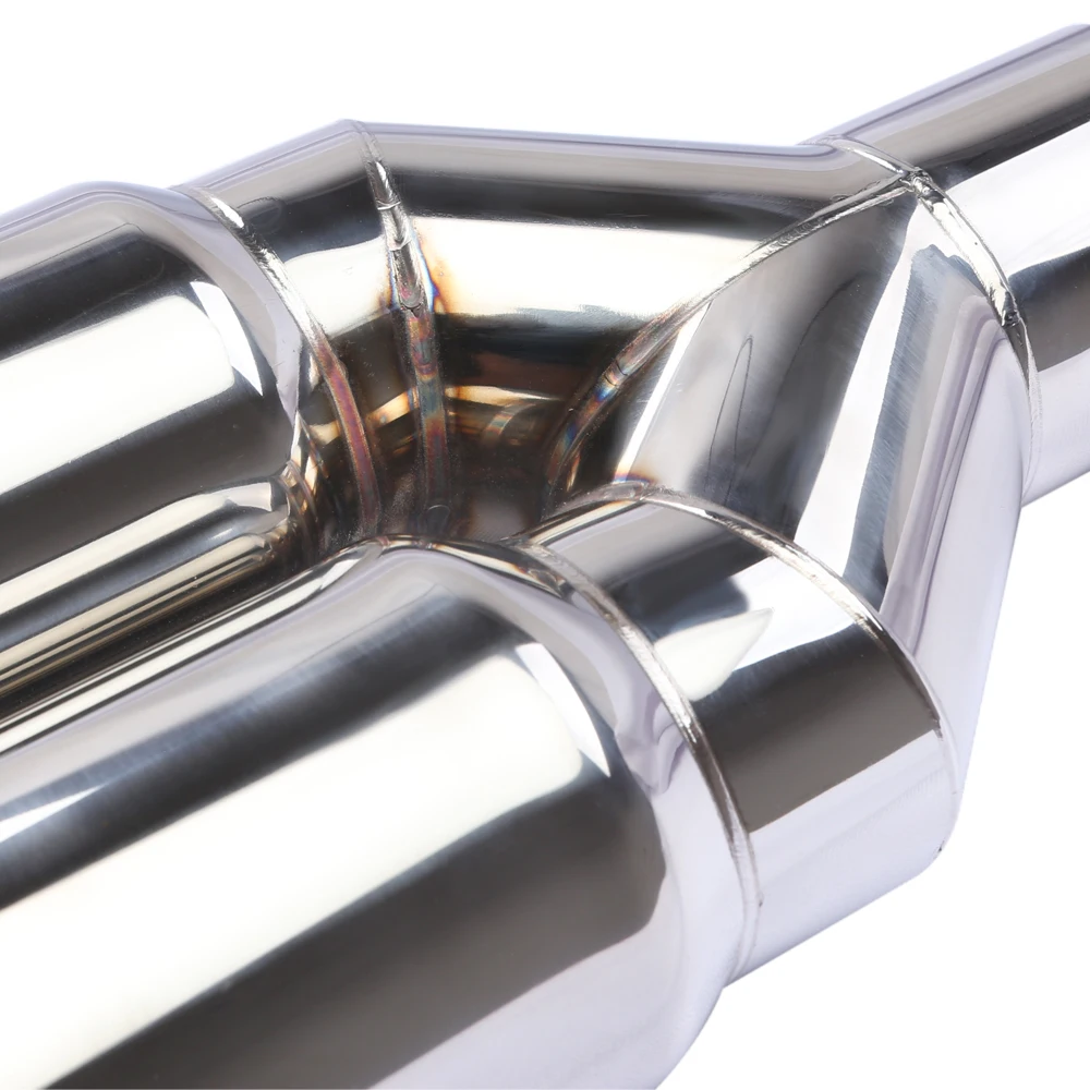Universal 63mm Einlass 76mm Auslass Doppel Zylinder Edelstahl Auspuff Endrohr Schalldämpfer Für Auto Auspuff System Ersatz