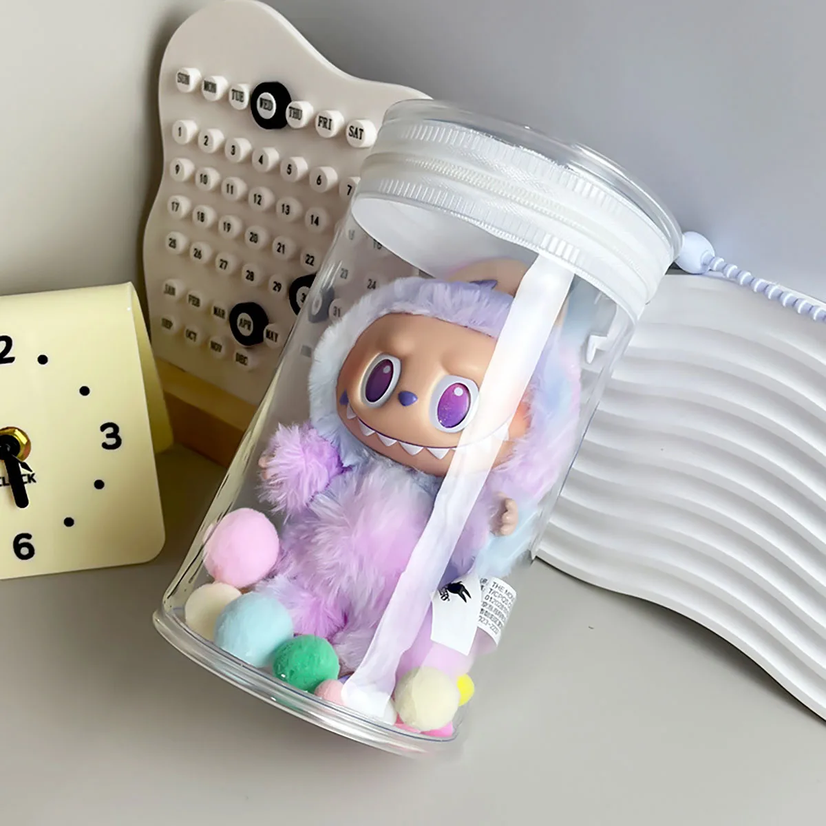 Picture 5: For 17 cm labubu v1/v2/v3 Small Jar Baby Bag Doll Storage Transparent Dust-proof Hang Bag Display Bag ﻿No hanging line