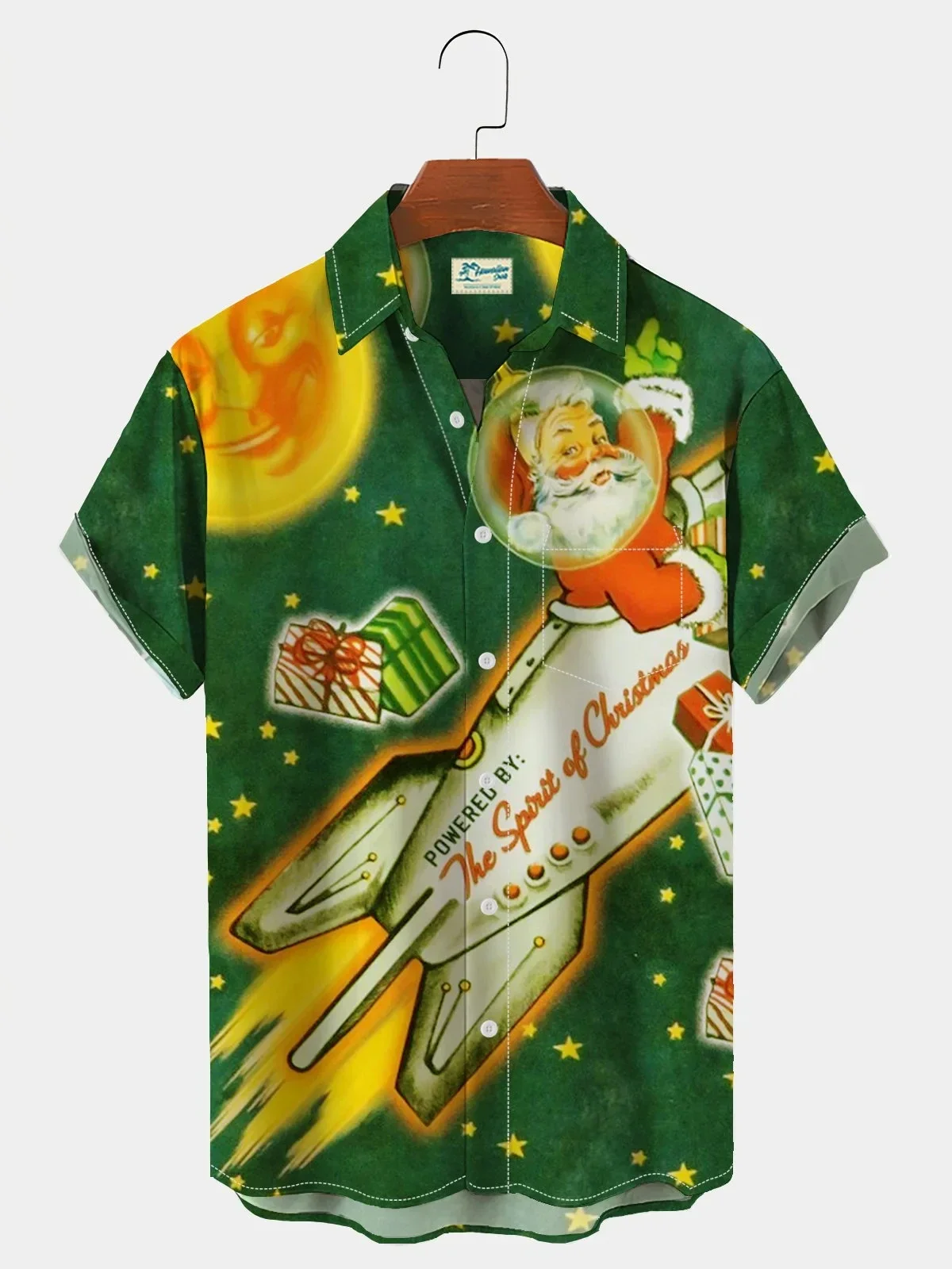 2024 neue Neujahr Männer Weihnachten Shirt Kurzarm Knopf Urlaub Hawaii Shirt Herren Santa Claus Golf Druck