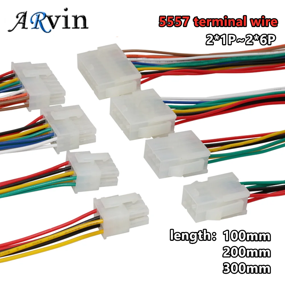 5pcs 5557/5559 Male And Female Plug Car Wiring Harness Set 20AWG LED Connection Wire 2x1P~2x6P Computer Wire Connector Kit
