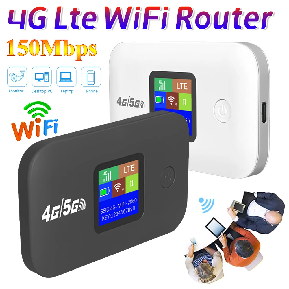 

4G LTE Wireless WiFi Router 150Mbps Pocket WiFi Modem with Sim Card Slot Portable MiFi Modem Car Mobile Wifi Hotspot Dongle