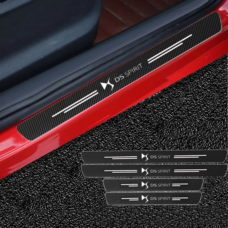 4PCS For DS SPIRIT DS3 DS4 DS4S DS5 5LS DS6 DS7 WILD RUBIS Car Door Sill Scuff Plate Carbon Fiber Stickers car accessories