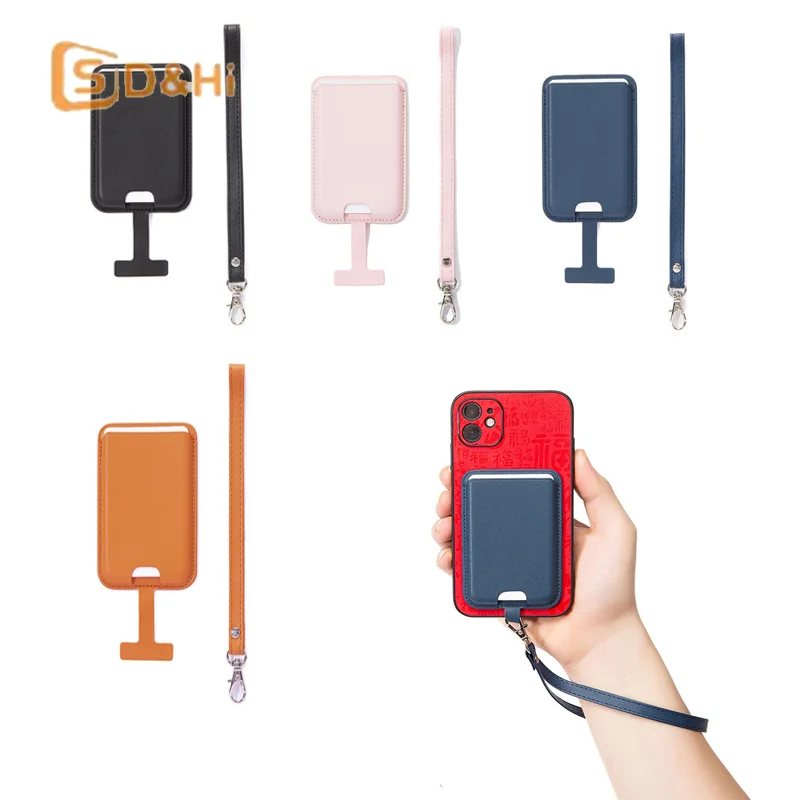 1pcs Magnetic For  Leather Wallet Card Holder For IPhone 16 15 Pro Max With Anti-lost Lanyard Wallet Case Bank ID Card Holder