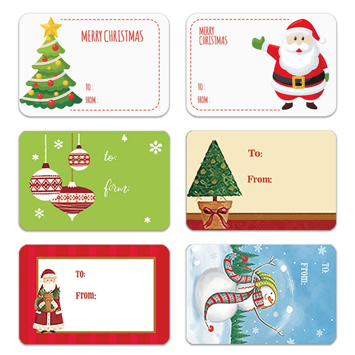 250 Pcs Christmas To From Gift Stickers Roll, Merry Christmas Present Name Tag Labels Santa Snowman Xmas Tree Stickers for Gift