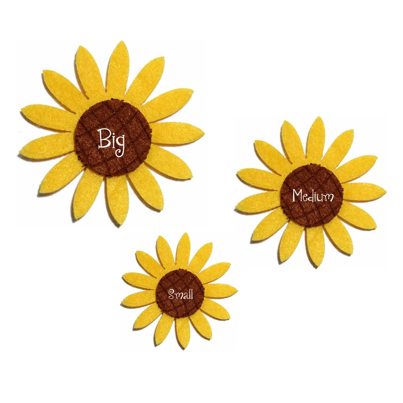 

10PCS Newborn Cute Sun Flower Appliques for Kids Hair Clips Fashion Nonwovens Felt Patches for Girls Hair Accessories