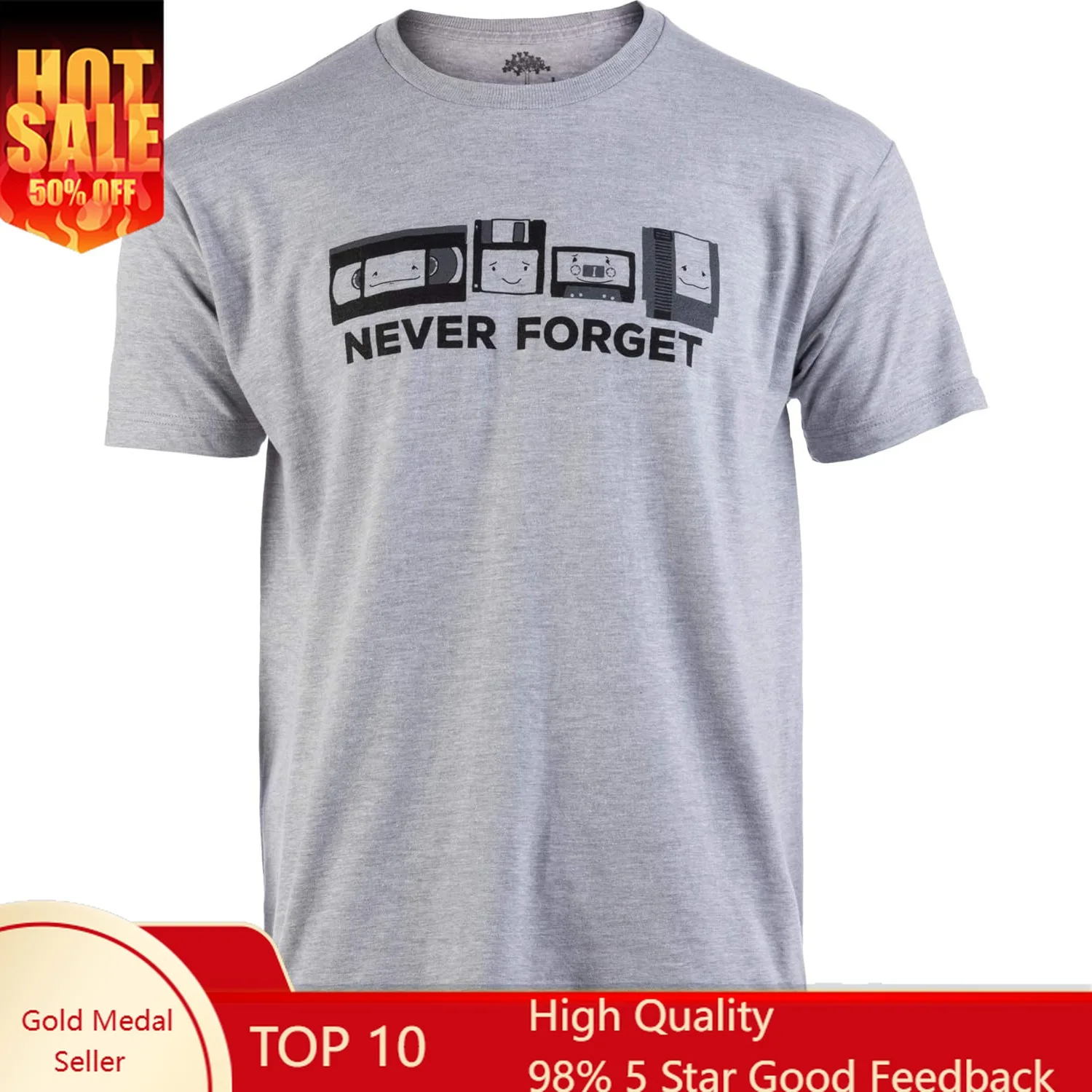 

Never Forget | Funny Nerd Humor Nostalgia Old 1990s 90s 1980s 80s Joke Fun T-Shirt