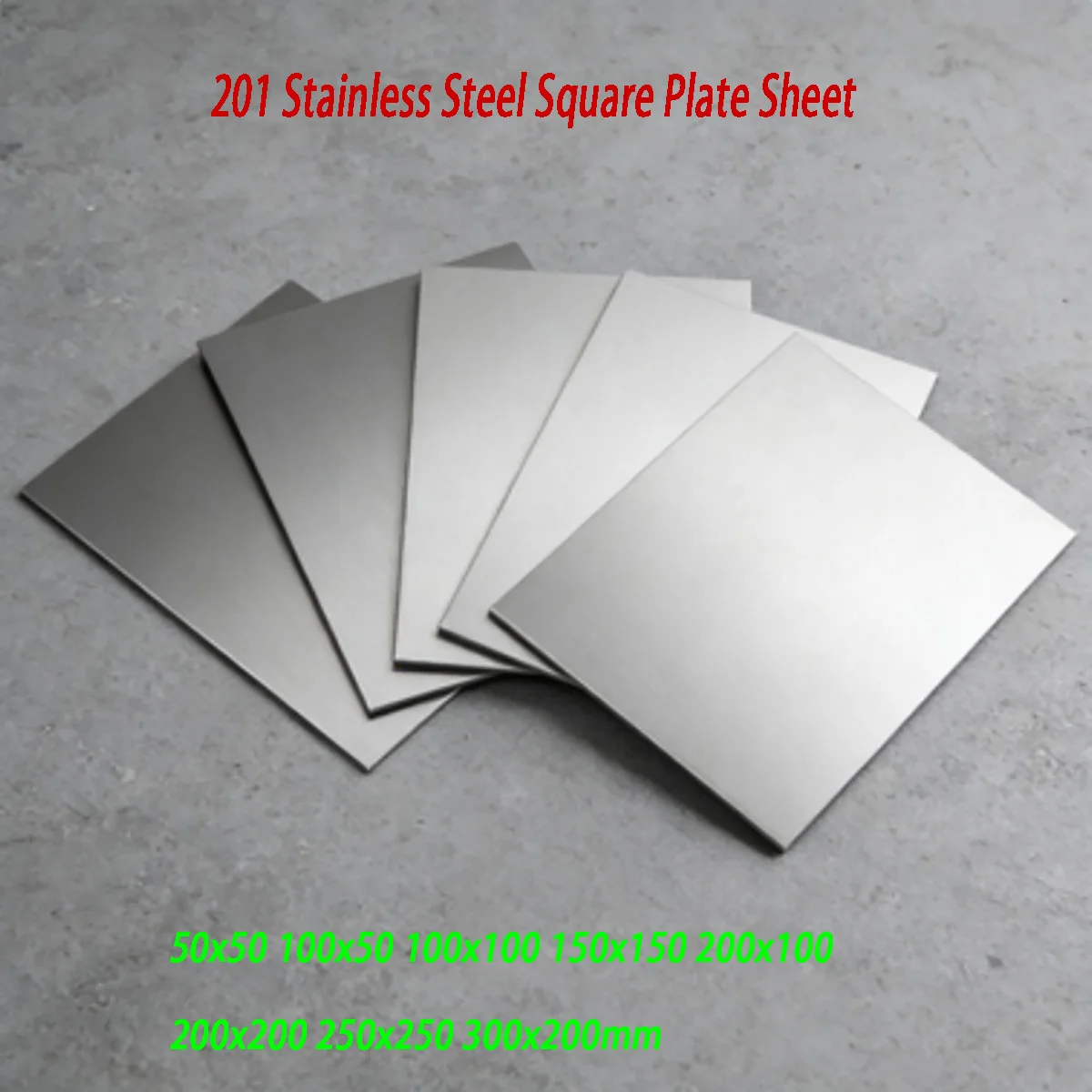 201 Stainless Steel Square Flat Plates Sheets 3mm Thickness Various Sizes 50x50mm to 300x200mm