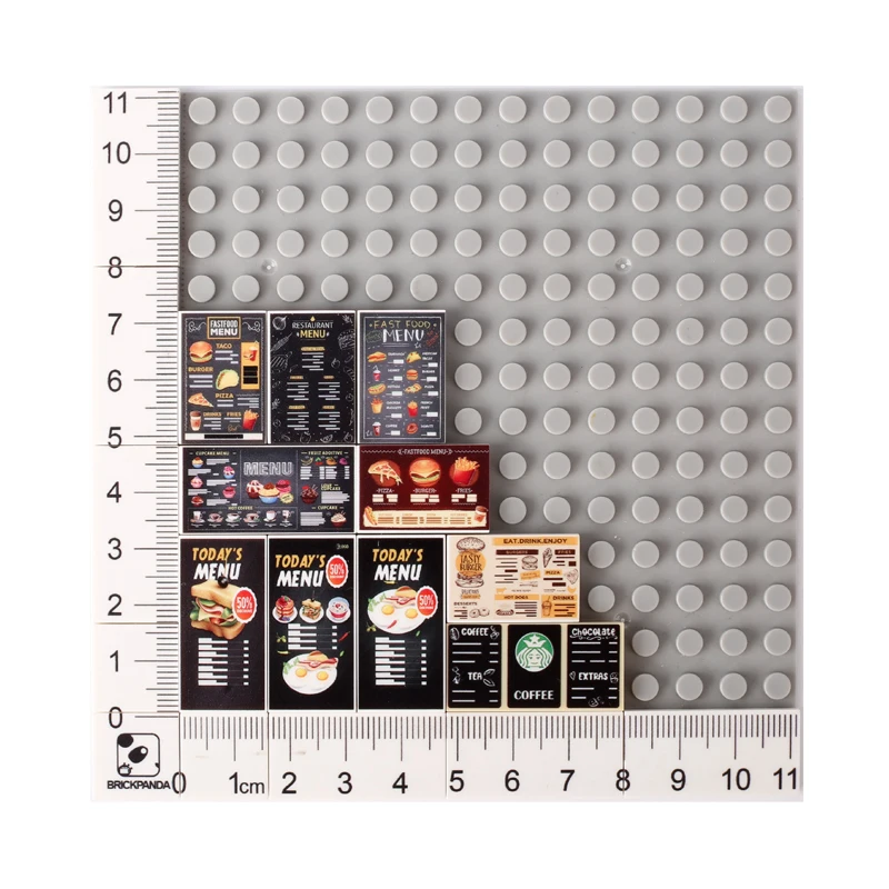 MOC City Food Zombies Gift Money Printed Tiles WW2 Military Supermarket Door Signs Bricks Toys Kids Gift