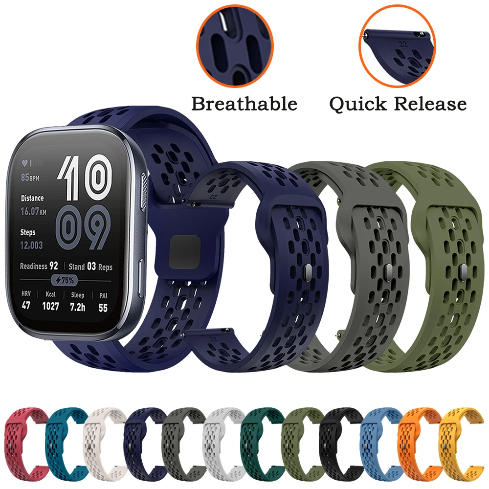 22mm Strap for Amazfit BIP 6 5 Sport Breathable Mesh Reverse Buckle Strap Accessories for Amazfit Balance/Cheetah Pro/GTR 4 3 2