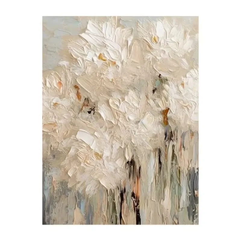 

3D Texture Abstract Hand Drawn Oil Paintings of Plants and Flowers,Living Room Decoration Painting,Modern Sofa Background Wall