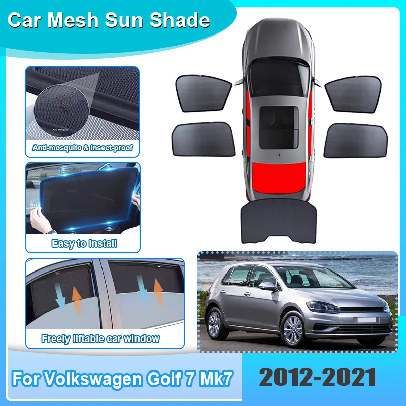

Car Window Sunshade For Volkswagen VW Golf 7 Mk7 2012-2021 2019 2020 Visor Mesh Anti-UV Windshield Frame Curtain Car Accessories