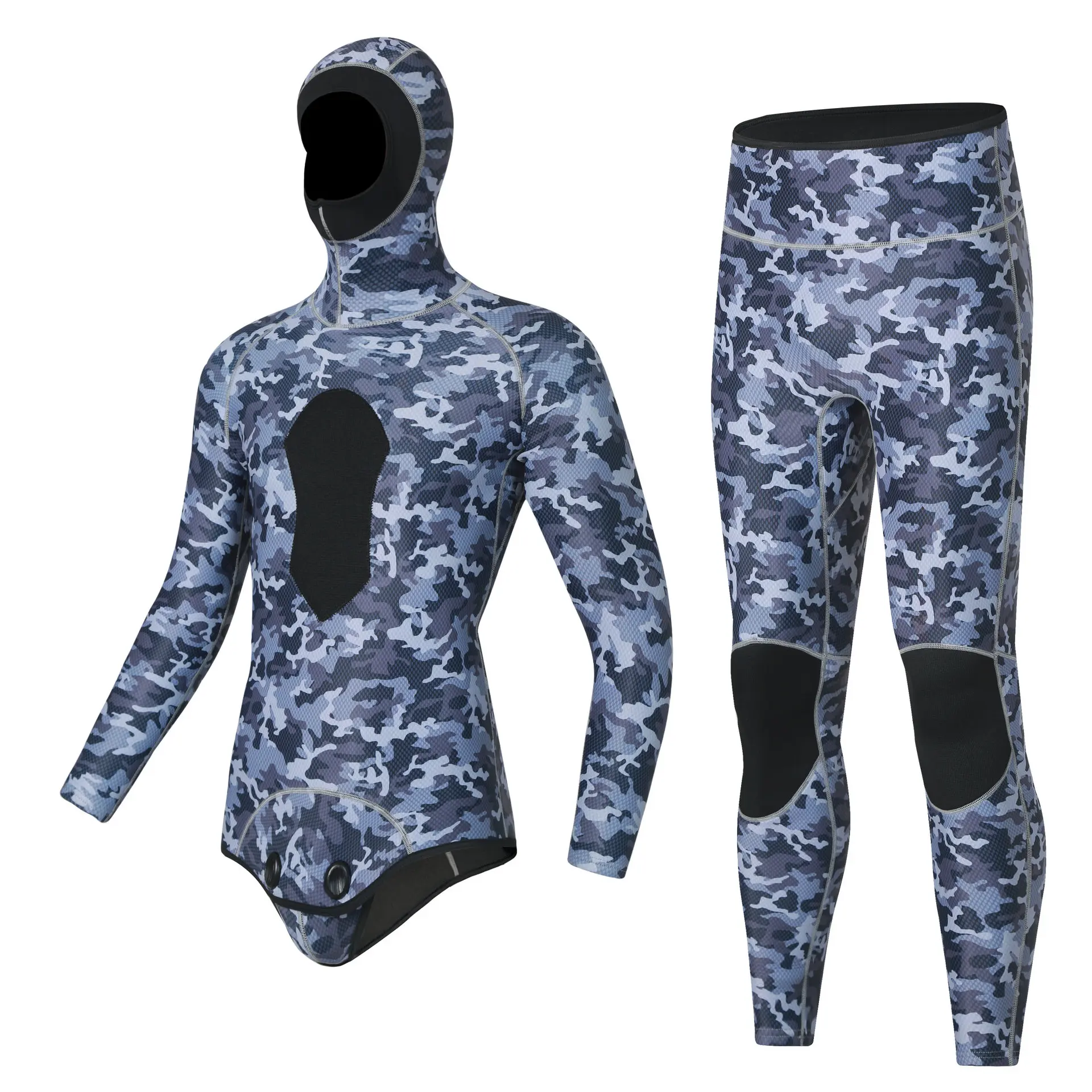 Winter 3MM Neoprene Scuba Spearfishing Hooded Wetsuit Men Two Pieces Separate Set Diving Suit Surfing Deepwater Thermal Swimsuit