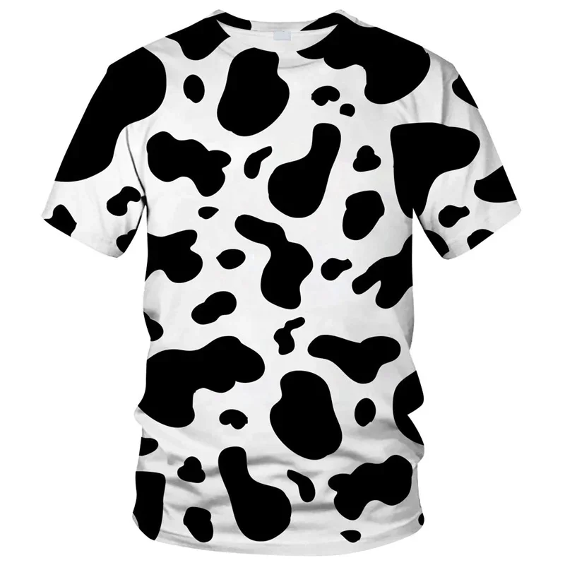 

Summer Cute Cow Color Cartoon 3D Printed T-shirt Casual Men's and Women's Short Sleeves Street Loose Top Daily Fashion Dressing