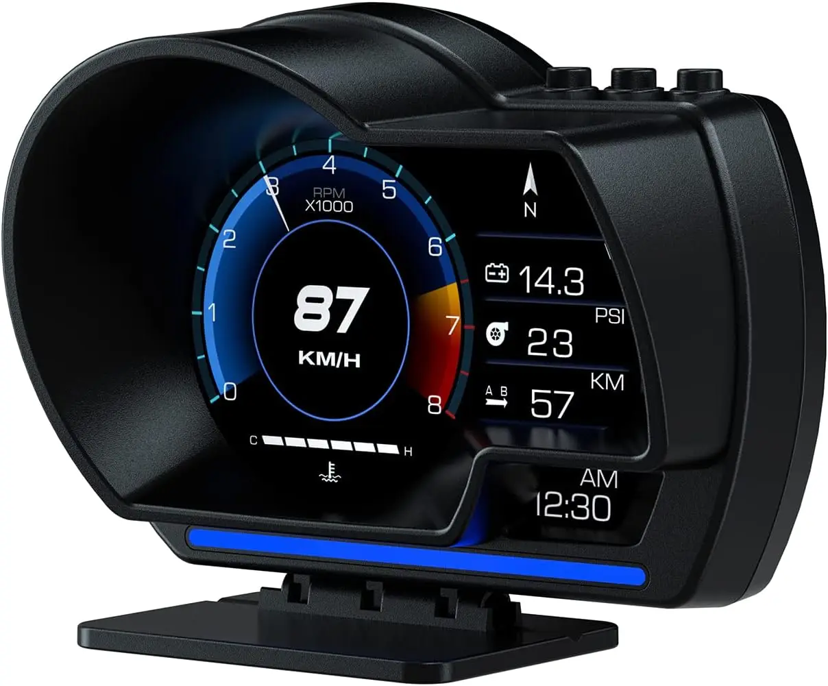 P6 OBD2+GPS Dual Mode HUD, Speed RPM Temp Monitor, Overspeed Alarm, HD Display, Fit Most Cars, P D&S, Gift For Car Lovers