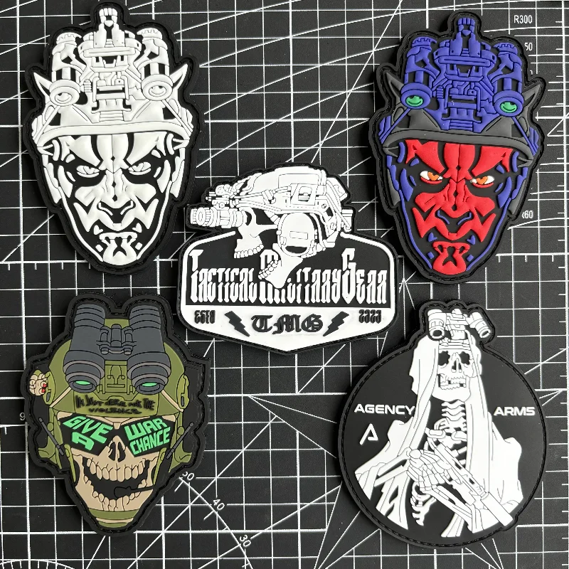 Tactical Skull 3D PVC Patch Skeleton Grimace Morale Badge Patches for Clothing Hook and Loop Military Backpack Sticker Applique