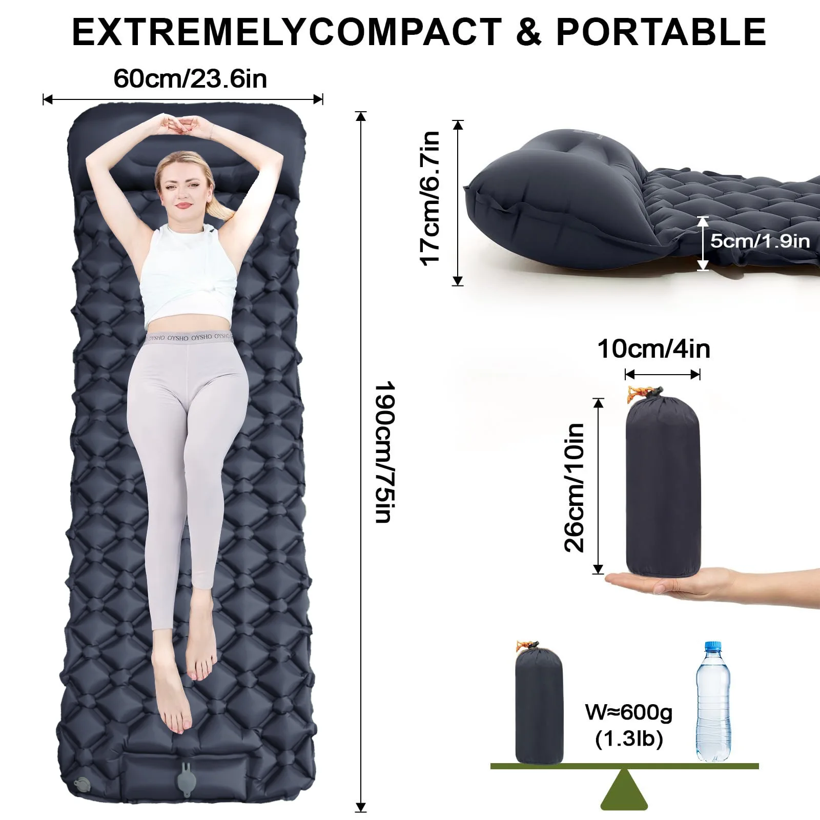 DOTWISE Double Inflatable Mattress Camping Air Mat with Built-in Pillow Pump Camping Inflatable Mattress Outdoor Sleeping Pad