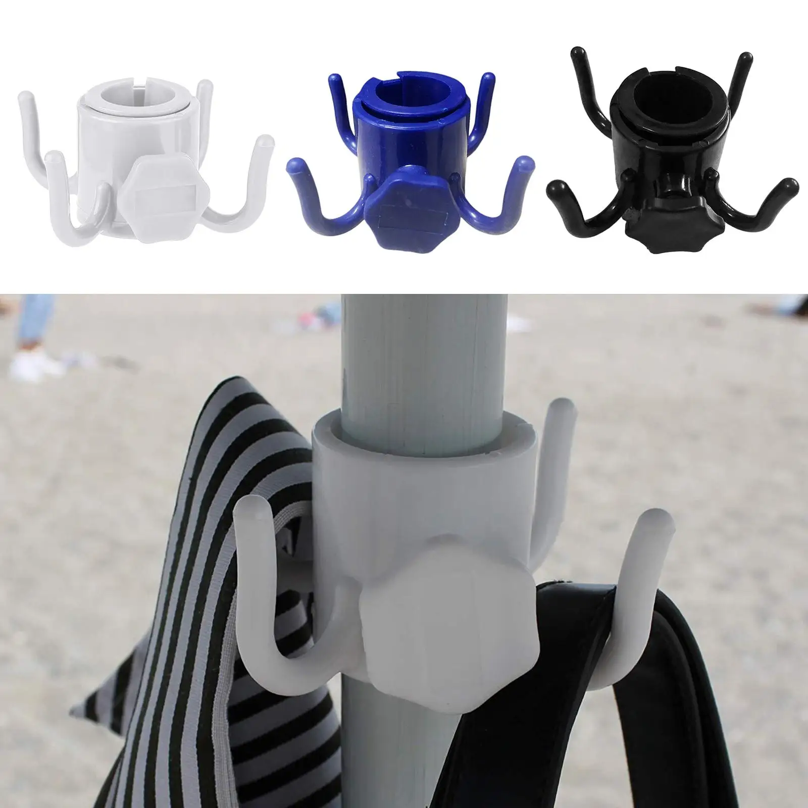 Durable Beach Umbrella Hanging Hook Plastic Umbrella Hook Hanging 4-Prongs Beach Umbrella Hanger Clips Holder