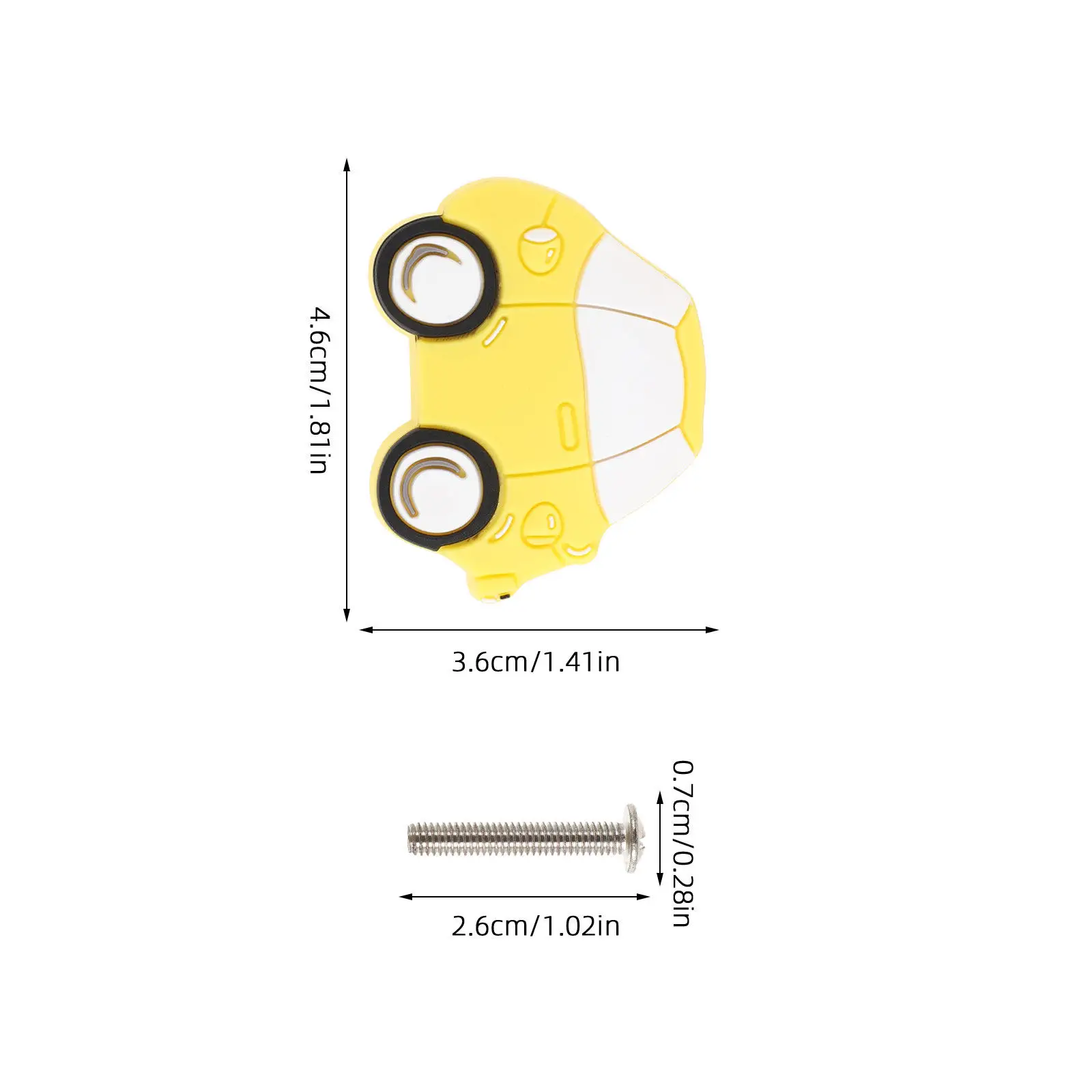 Cartoon Car Cabinet Knobs 2 Pack Yellow Drawer Pulls for Nursery Dresser Wardrobe Bedroom Furniture