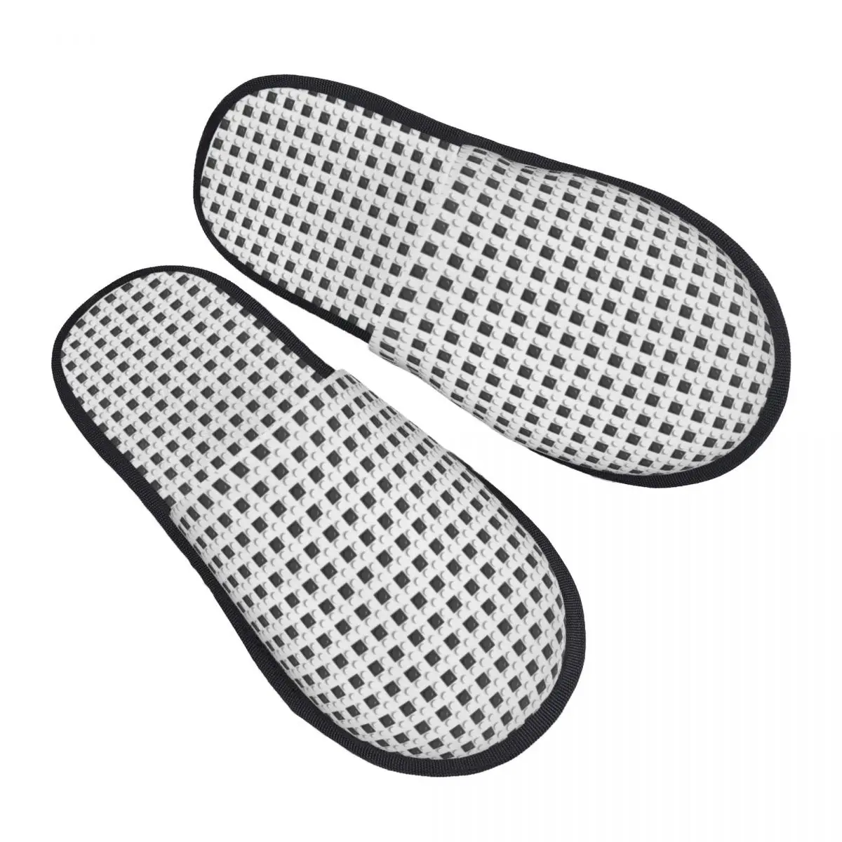 Grey And White Plastic Toy Block Abstract Odern Pattern Comfy Scuff With Memory Foam Slippers Women Spa House Shoes