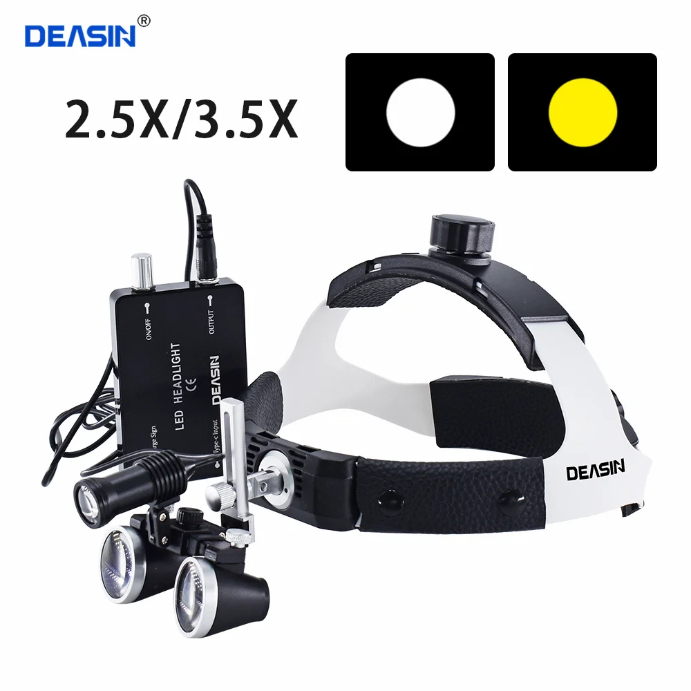 

Dental Loupe 2.5 3.5x 420mm Working Distance Lab Medical Magnification Binocular Helmet Head-Mounted Magnifier Surgery Surgical