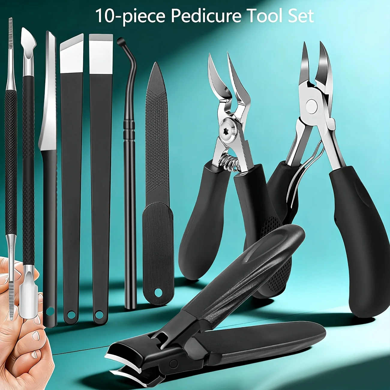 

10pcs Nail Care Set, Suitable for Ingrown Nails and Thick Nails - Includes Nail File, Cuticle Nipper, and Dead Skin Tool