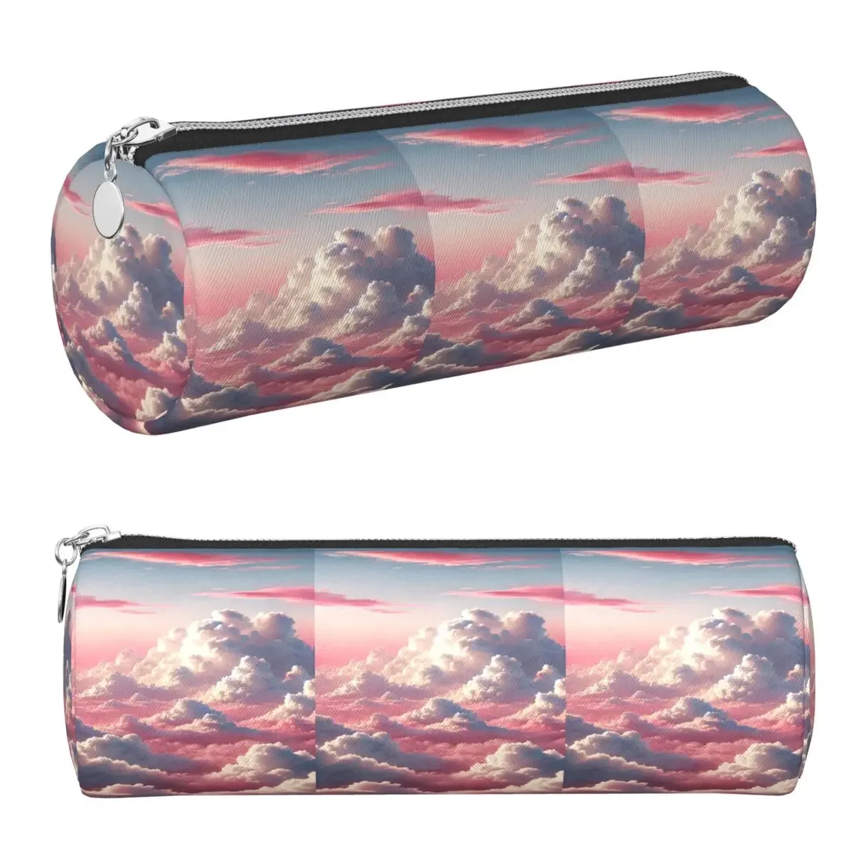 Pink Clouds Sky Large Sunset Glow Pencil Cases Pencil Pouch Cylinder Pen Box Pencil Bag for Students Stationery Supplies