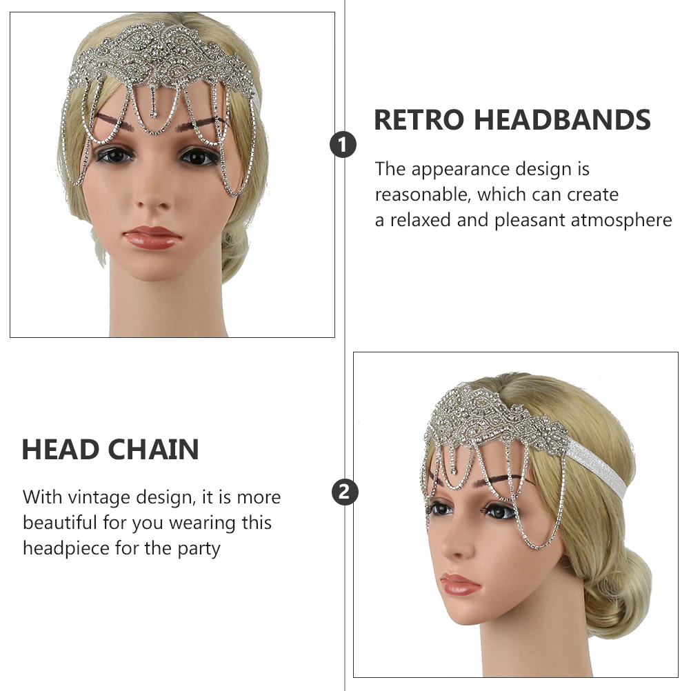 

Цепочка на лоб со стразами, женский головной убор в стиле ретро с защитой от царапин, комфортный гламурный день рождения, фестиваль, карнавал, Хэллоуин, практичный
