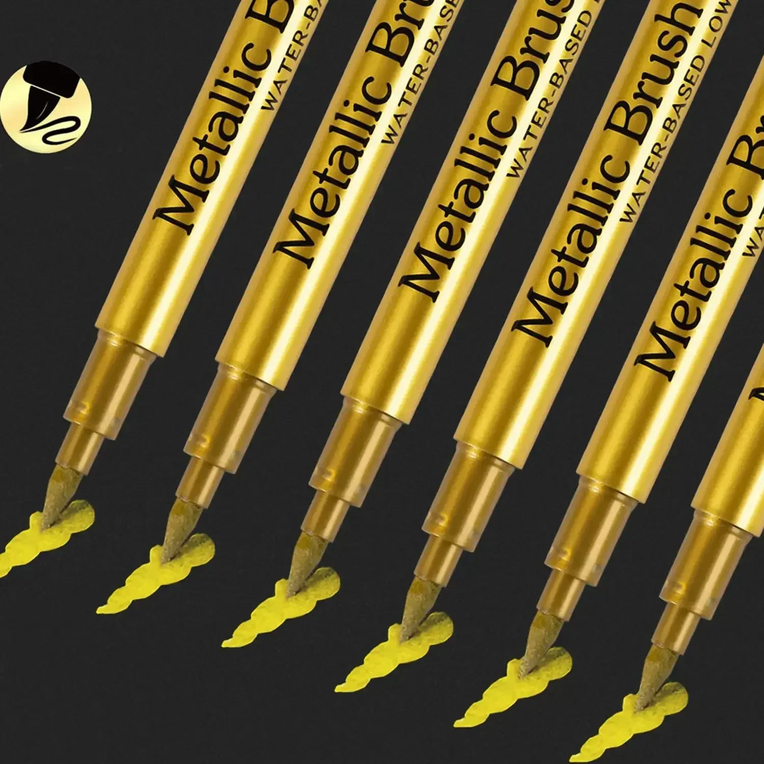 6/12 Stück Pinsel-Metallic-Lackmarkerstifte in Gold und Silber, permanente Kunstmarker für Manga, Basteln, Scrapbooking, Schreibwarenbedarf. – Detail 4