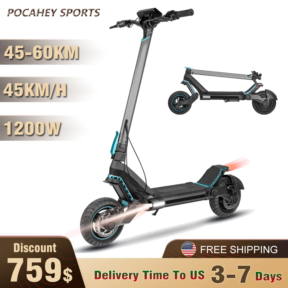 

1200W Powerful Electric Scooter 48V 15AH Max speed 45KM/H 10.5" off-road Tire LCD Touch Screen Folding E-Scooter for Adults