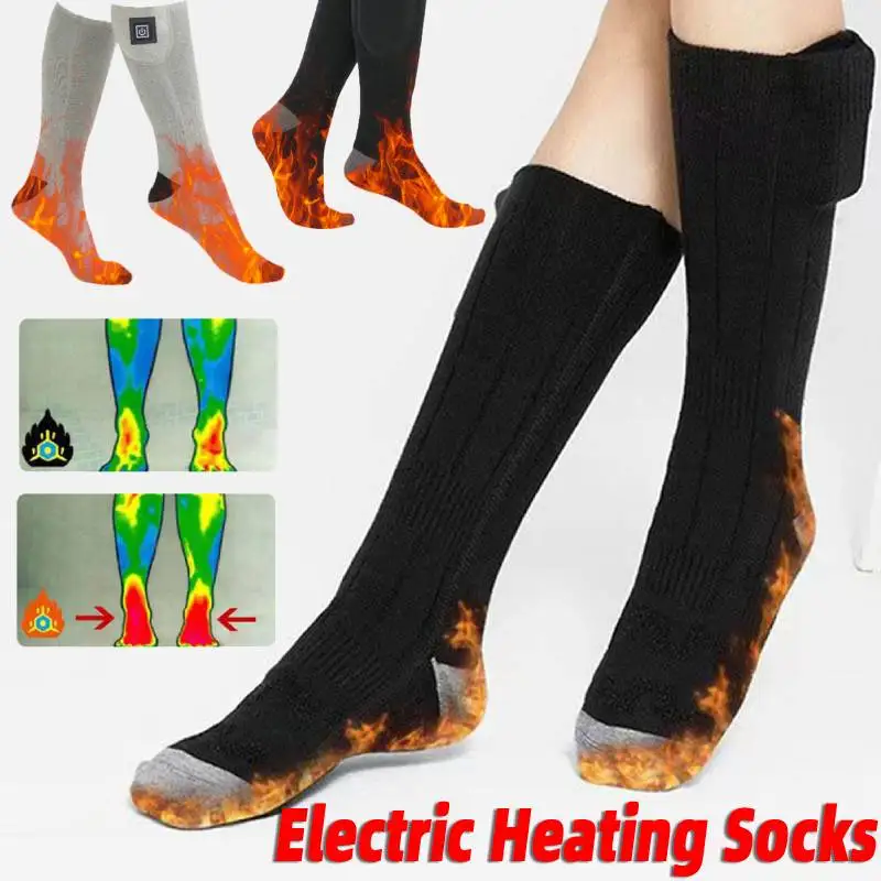 Electric Heated Socks 3 Level Temperature Winter Warm Thermal Socks Fast Heating Foot Warmers Washable Outdoor Skiing Socks