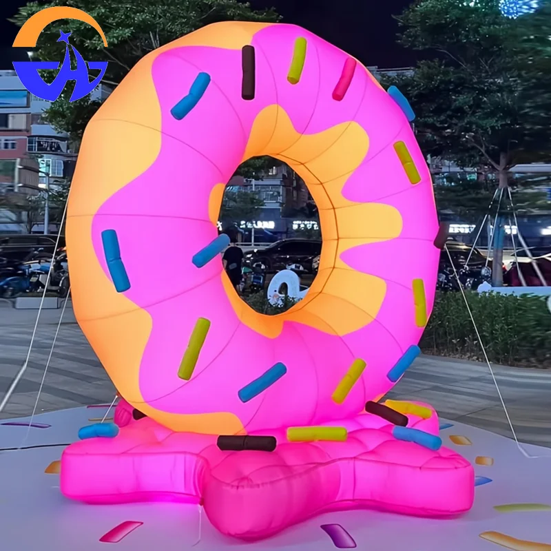 푸드 페스티벌 및 시장에서 사진 체크인을 위한 야외 장식 소품, 풍선 만화 야광 도넛 및 빵 에어 모델