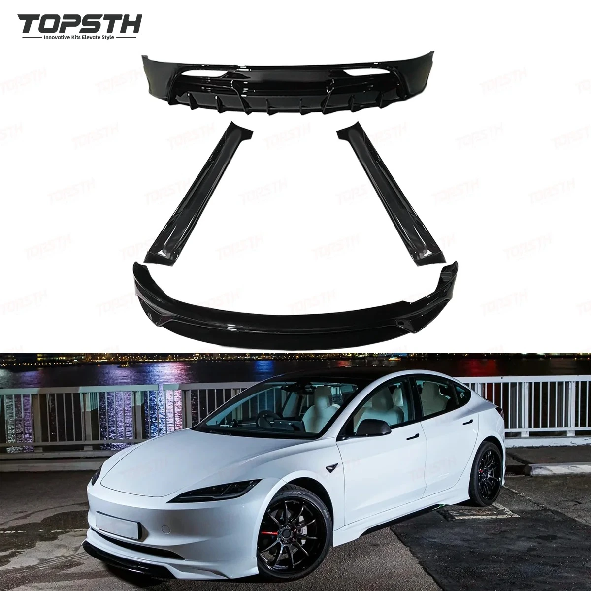 

2024+ Модель 3 PP Body Kit Передние и задние бамперы в стиле AZ Новое состояние для повышенной производительности и эстетики