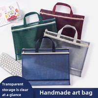 Oversized A3 Art Bag 8k Transparent Mesh File Folder Large Capacity Handheld Zipper Repair Bag For Online Shopping