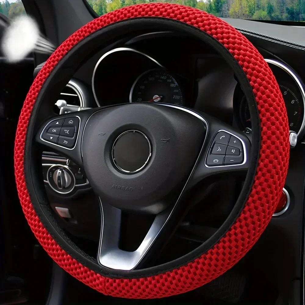 New Car Four Seasons Universal Massage Coarse Mesh Ice Silk Ring Free Elastic Fashion Steering Wheel Cover Internal Accessories