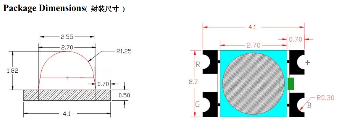 4028rgb ball head lens common positive red, blue and green three-color colorful ultra-bright color-changing LED lamp beads