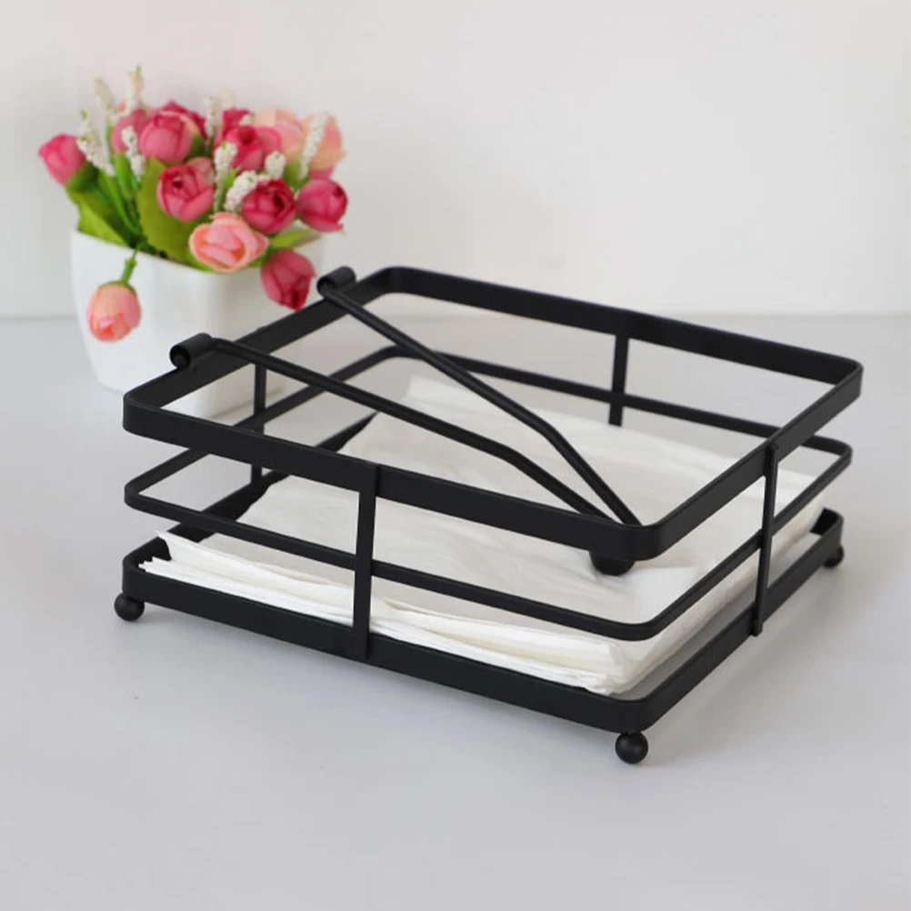 

Sturdy Iron For Kitchen Bathroom Table Paper Towel Dispenser Stand Metal Basket Serviette Holder Reusable