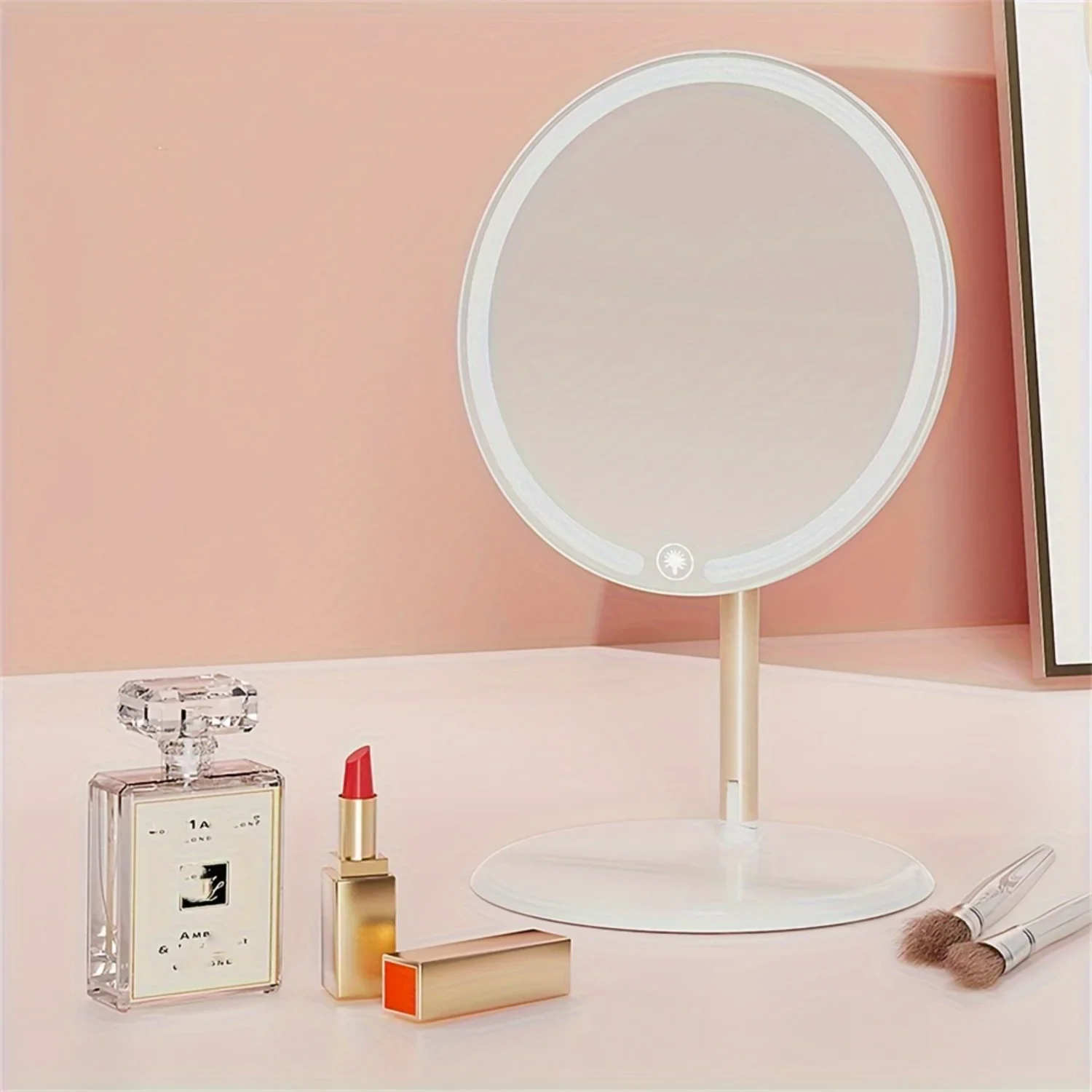 Espejo de maquillaje LED con soporte de lámpara, espejo cosmético inteligente, iluminación ajustable de tres tonos, recargable, portátil, Ideal para 1 unidad