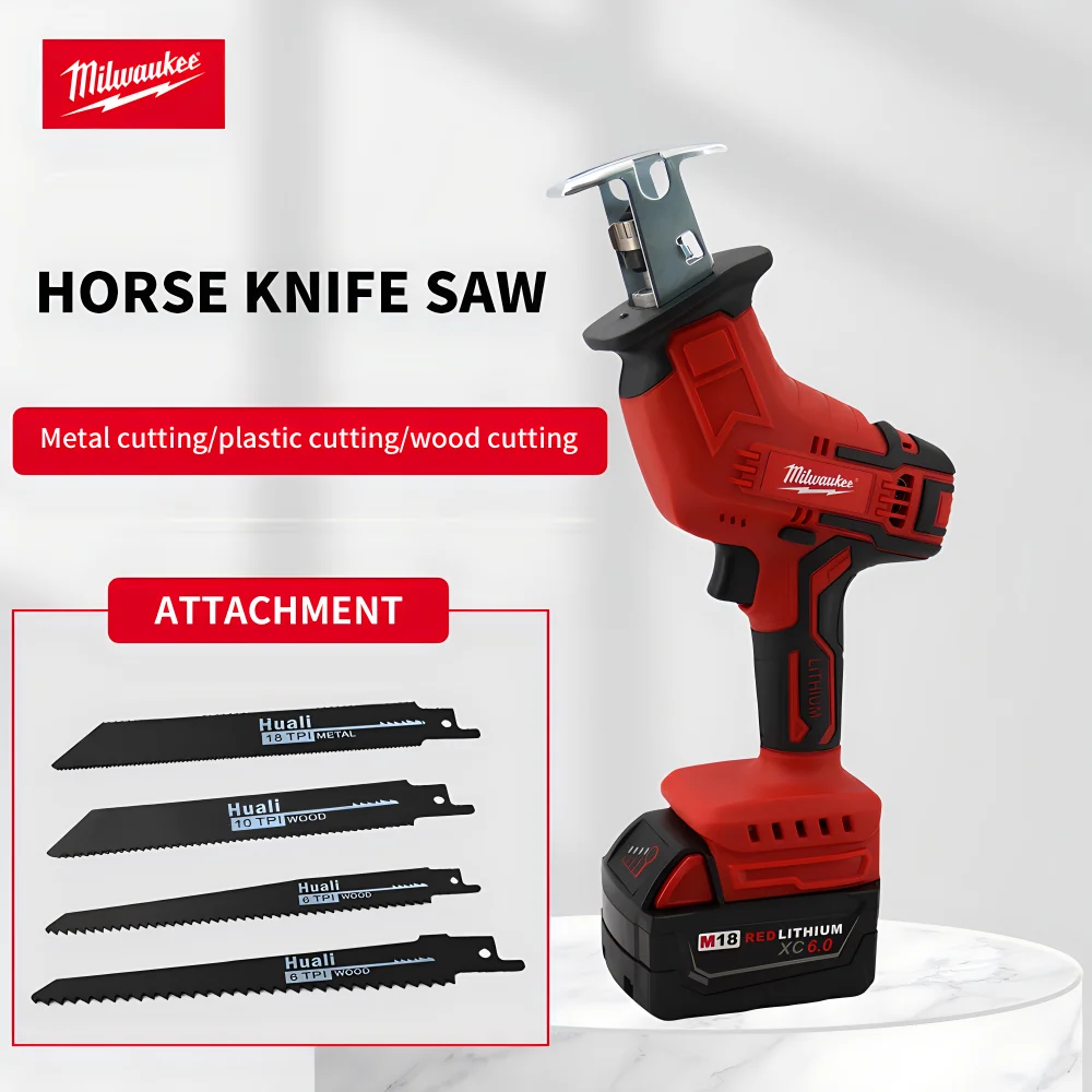 Milwaukee Cordless Alternativo 18V Batteria Sega Elettrica Cavallo Coltello Sega Tubo Metallico Taglio Utensili Elettrici Palmari Multifunzione