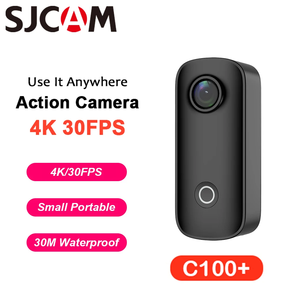 SJCAM C100 Mini 4K Action Camera POV Duim Body Camera Lichtgewicht Magnetische Camera 30M Onderwater Vlog 8x Zoom Loop Recording
