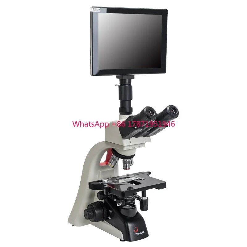 PH100 40X-1600X phase contrast Plant Slice Live Blood Analysis digital trinocular biological microscope with halogen lamp